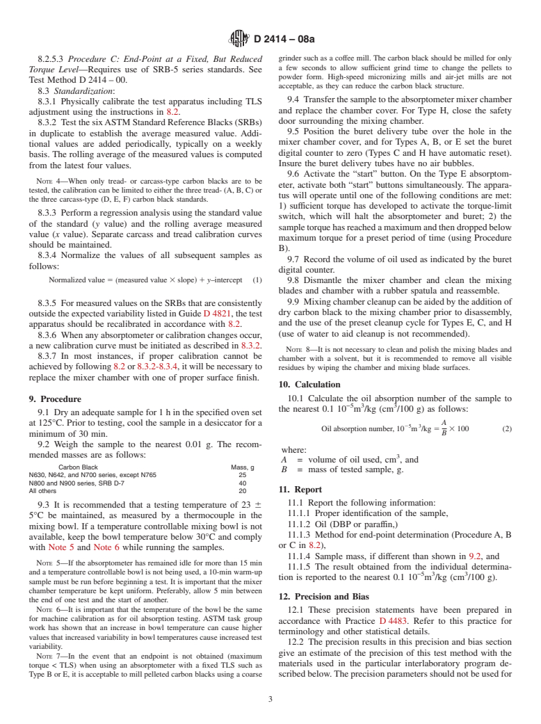 ASTM D2414-08a - Standard Test Method for  Carbon Black<span class='unicode'>&#x2014;</span>Oil Absorption Number (OAN)