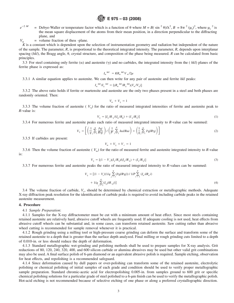 REDLINE ASTM E975-03(2008) - Standard Practice for  X-Ray Determination of Retained Austenite in Steel with Near Random Crystallographic Orientation