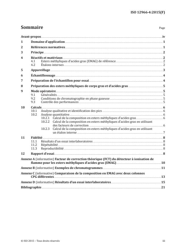 ISO 12966-4:2015 - Corps gras d'origines animale et végétale -- Chromatographie en phase gazeuse des esters méthyliques d'acides gras