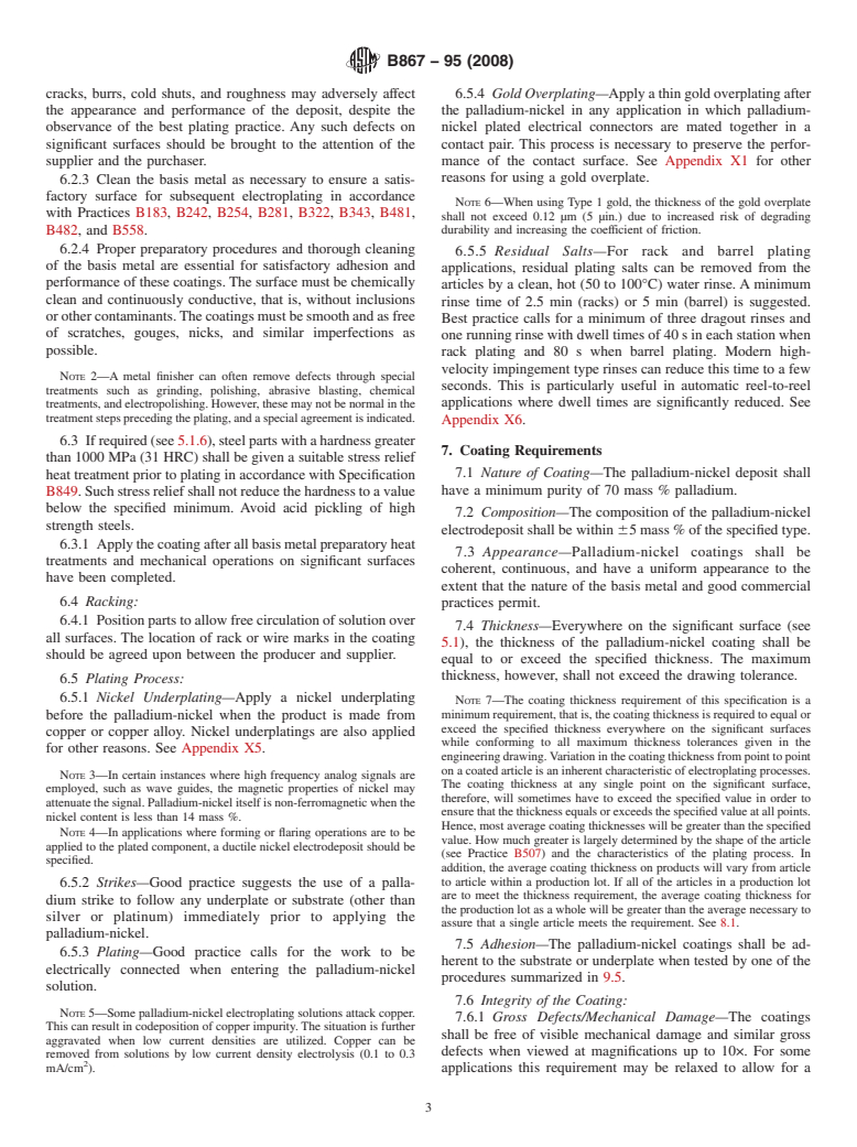 ASTM B867-95(2008) - Standard Specification for  Electrodeposited Coatings of Palladium-Nickel for Engineering Use