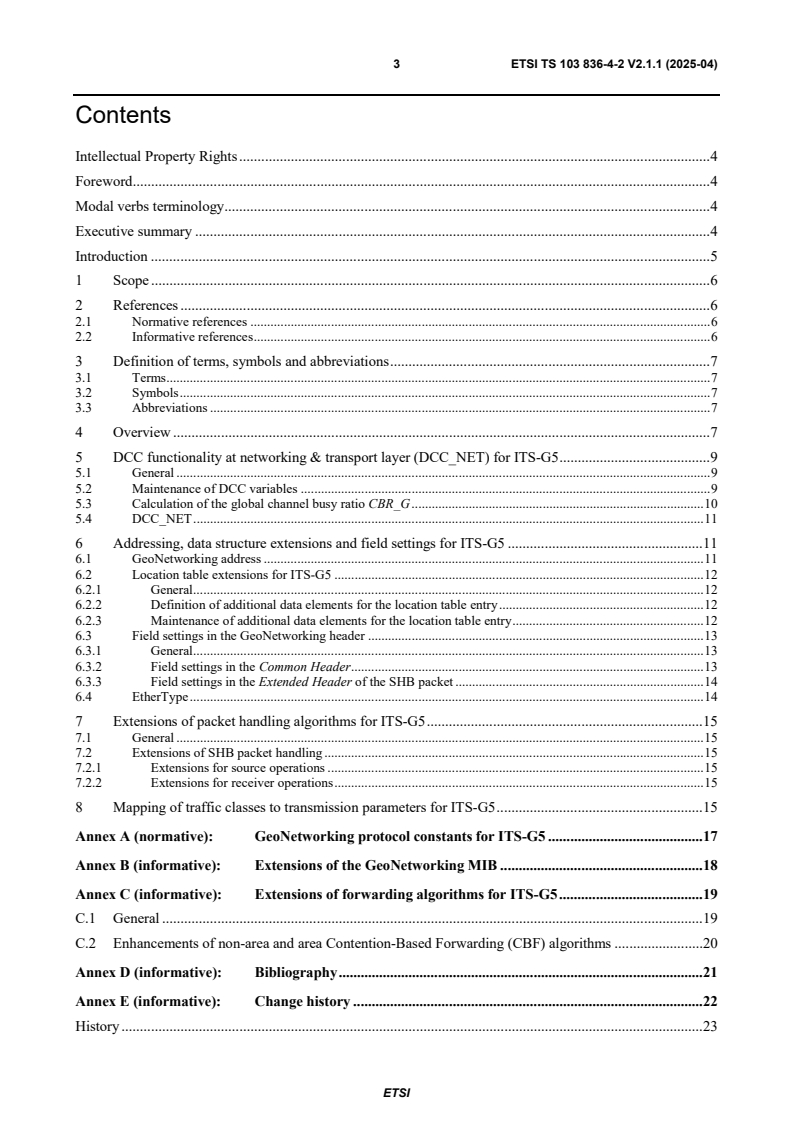 ETSI TS 103 836-4-2 V2.1.1 (2025-04) - Intelligent Transport Systems (ITS); Vehicular Communications; GeoNetworking; Part 4: Geographical addressing and forwarding for point-to-point and point-to-multipoint communications; Sub-part 2: Media-dependent functionalities for ITS-G5; Release 2