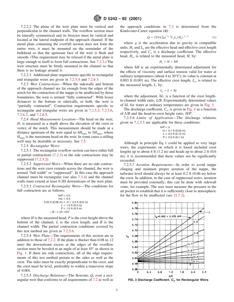 ASTM D5242-92(2001) - Standard Test Method for Open-Channel Flow Measurement of Water with Thin-Plate Weirs