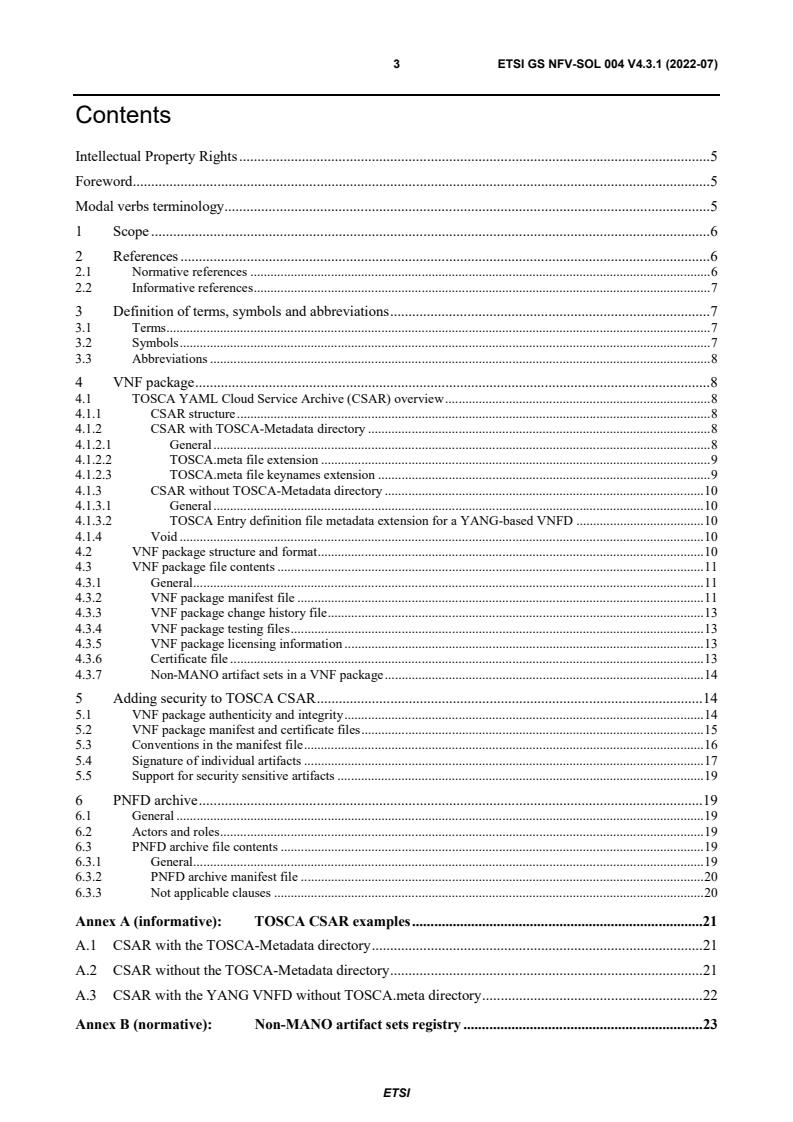 ETSI GS NFV-SOL 004 V4.3.1 (2022-07) - Network Functions Virtualisation (NFV) Release 4; Protocols and Data Models; VNF Package and PNFD Archive specification