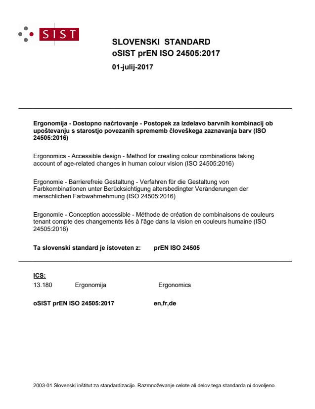 prEN ISO 24505:2017 - BARVE