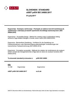 prEN ISO 24505 prEN ISO 24505:2017 - BARVE - Page 1 preview