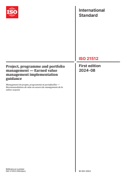 ISO 21512:2024 - Project, programme and portfolio management — Earned value management implementation guidance
Released:22. 08. 2024 - Page 1 preview