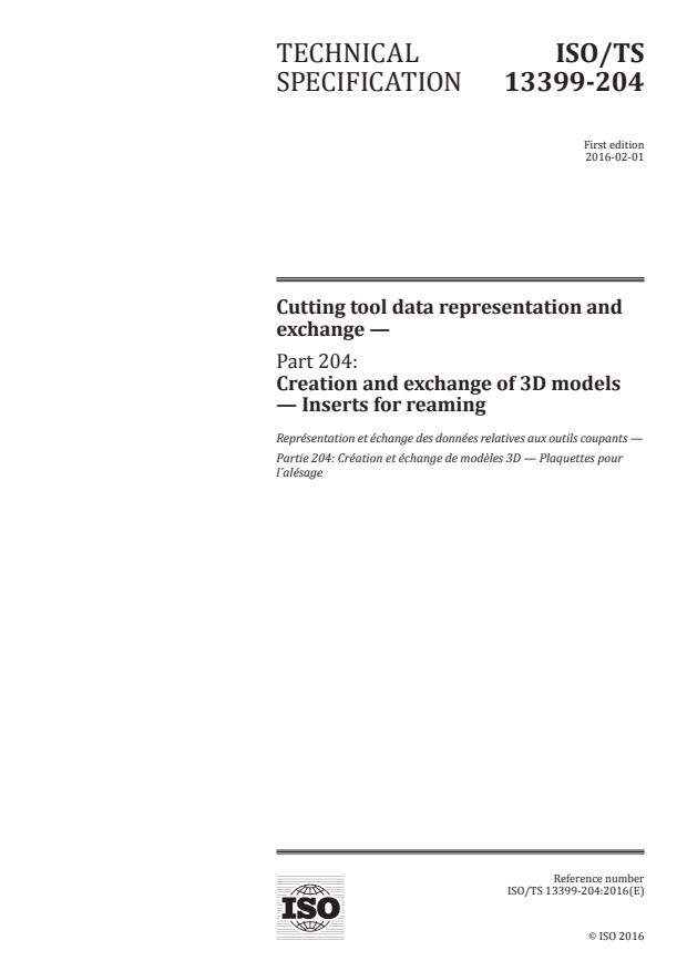 ISO/TS 13399-204:2016 - Cutting tool data representation and exchange