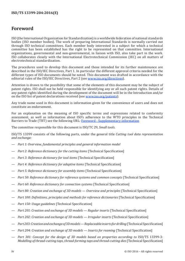 ISO/TS 13399-204:2016 ISO/TS 13399-204:2016 - Cutting tool data representation and exchange - Page 4 preview