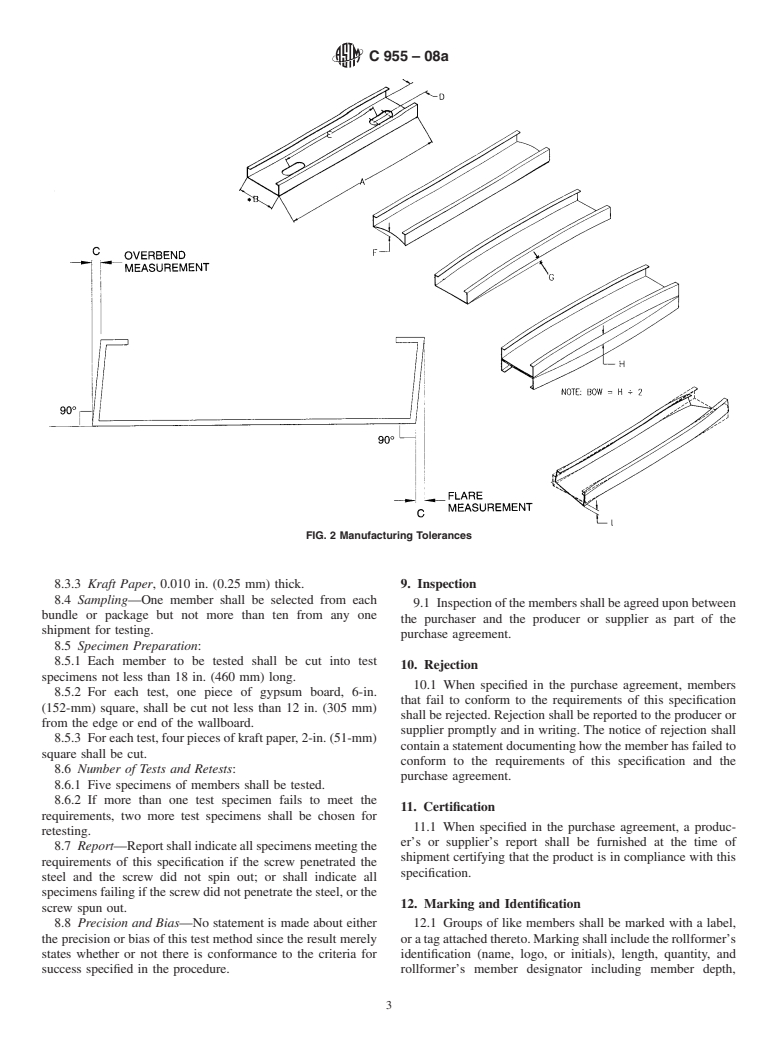 ASTM C955-08a - Standard Specification for  Load-Bearing (Transverse and Axial) Steel Studs, Runners (Tracks), and Bracing or Bridging for Screw Application of Gypsum Panel Products and  Metal Plaster Bases