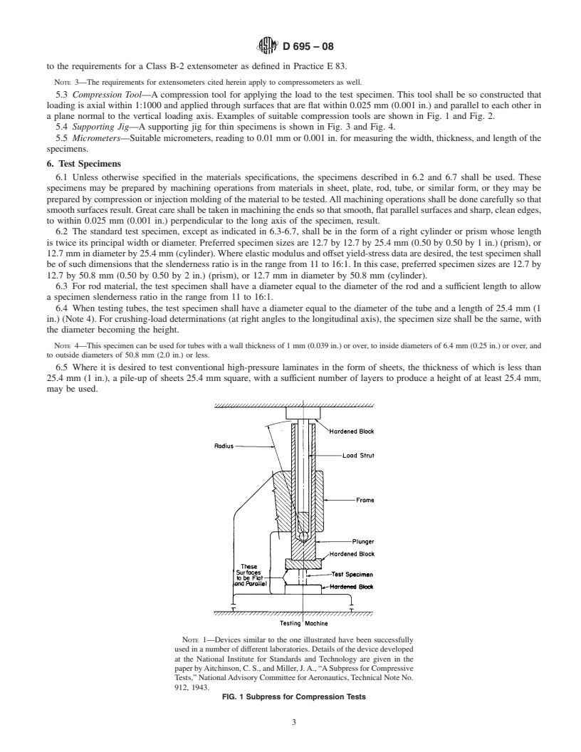 REDLINE ASTM D695-08 - Standard Test Method for  Compressive Properties of Rigid Plastics