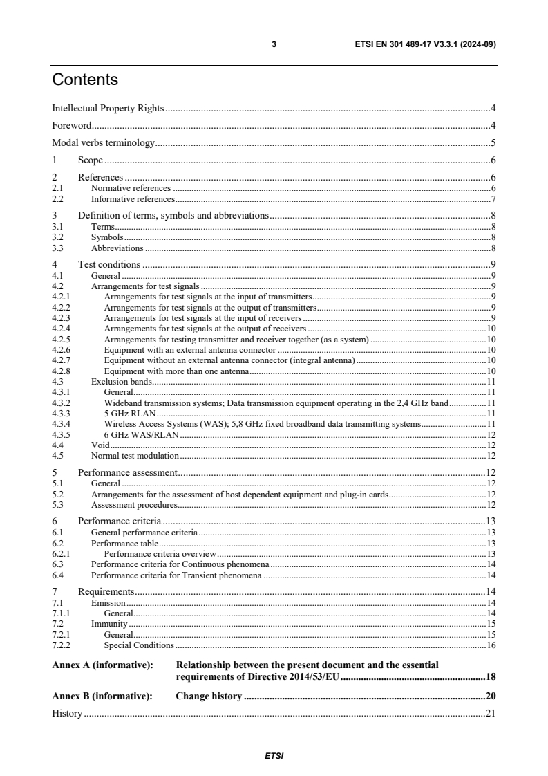 ETSI EN 301 489-17 V3.3.1 (2024-09) - ElectroMagnetic Compatibility (EMC) standard for radio equipment and services; Part 17: Specific conditions for Broadband and Wideband Data Transmission Systems; Harmonised Standard for ElectroMagnetic Compatibility