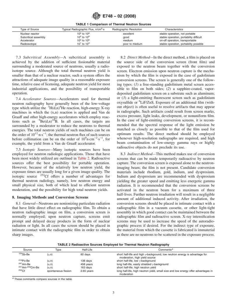 ASTM E748-02(2008) - Standard Practices for  Thermal Neutron Radiography of Materials