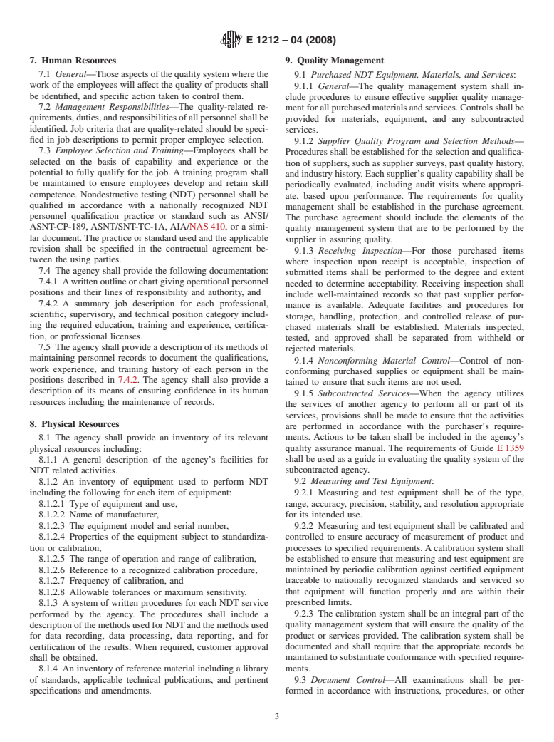 ASTM E1212-04(2008) - Standard Practice for Quality Management Systems for Nondestructive Testing Agencies