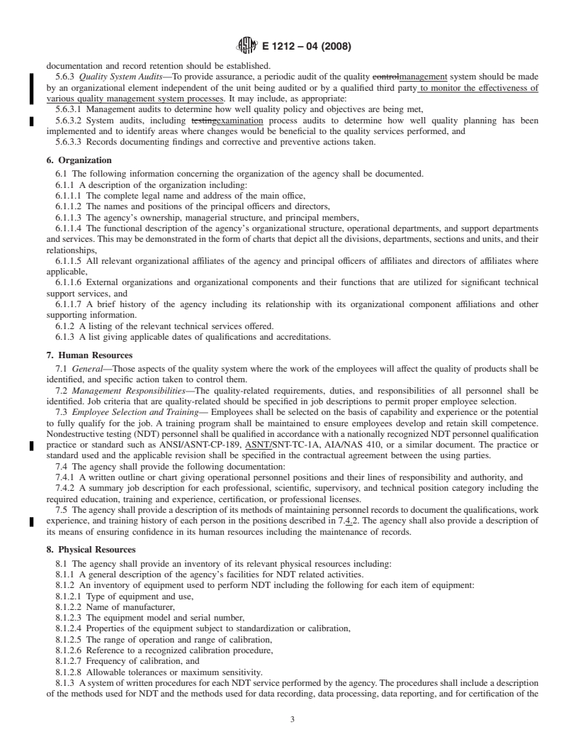 REDLINE ASTM E1212-04(2008) - Standard Practice for Quality Management Systems for Nondestructive Testing Agencies