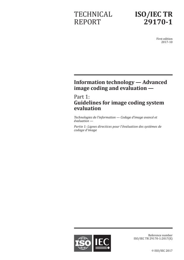ISO/IEC TR 29170-1:2017 - Information technology -- Advanced image coding and evaluation