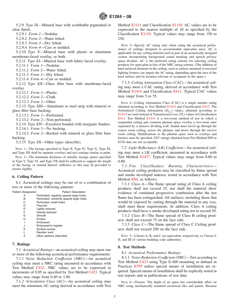 ASTM E1264-08 - Standard Classification for  Acoustical Ceiling Products