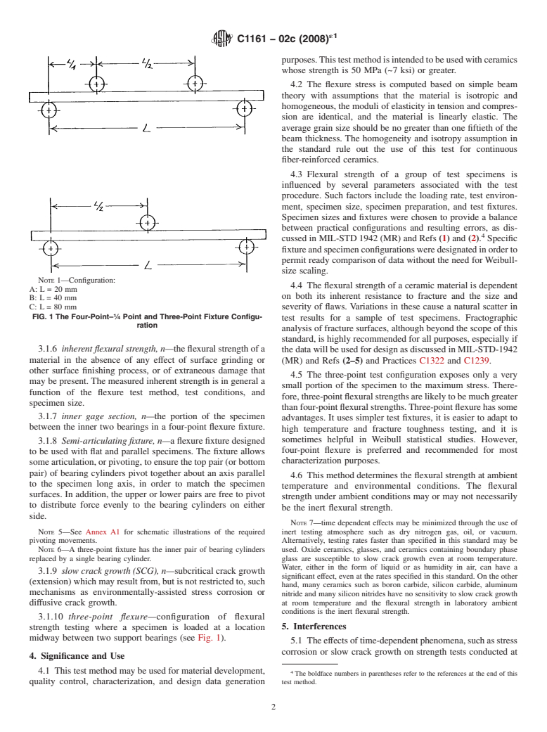 ASTM C1161-02c(2008)e1 - Standard Test Method for Flexural Strength of Advanced Ceramics at Ambient Temperature