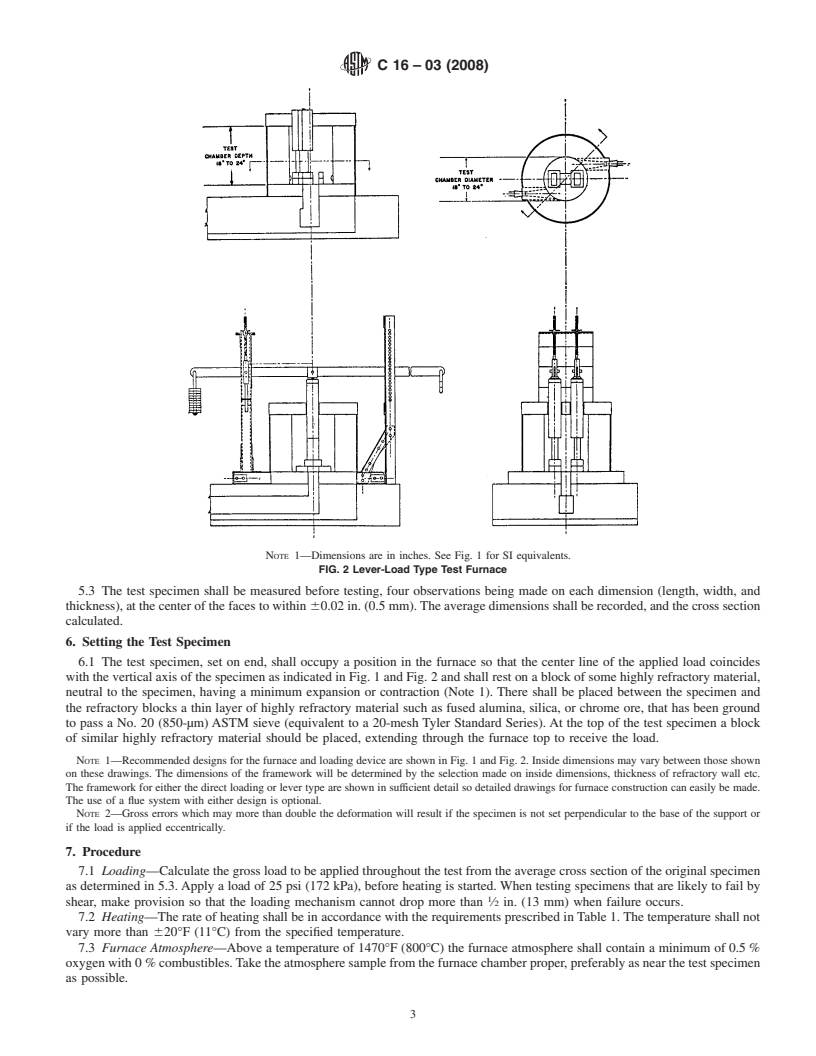 REDLINE ASTM C16-03(2008) - Standard Test Method for  Load Testing Refractory Shapes at High Temperatures