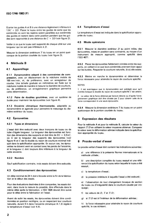 ISO 1746:1983 ISO 1746:1983 - Tuyaux et tubes en caoutchouc ou en plastique -- Essais de courbure - Page 4 preview