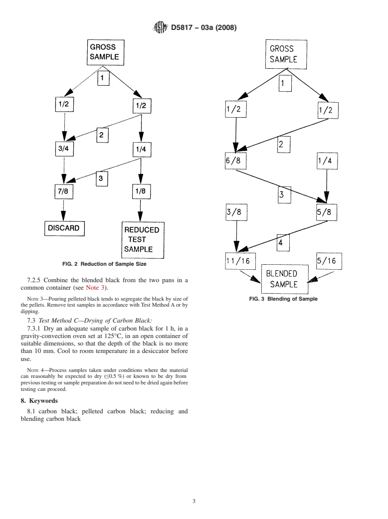 ASTM D5817-03a(2008) - Standard Practice for  Carbon Black, Pelleted - Reduction, Blending, and Drying of Gross Samples for Testing