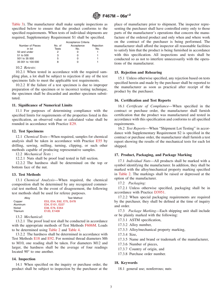 ASTM F467M-06ae2 - Standard Specification for  Nonferrous Nuts for General Use (Metric)