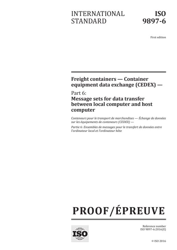 ISO/PRF 9897-6 - Freight containers -- Container equipment data exchange (CEDEX)
