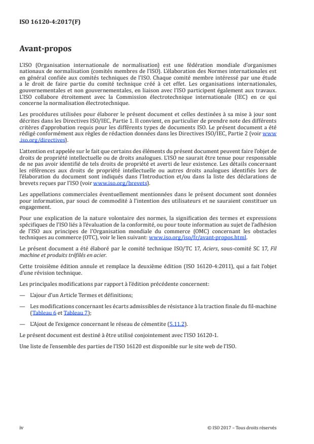 ISO 16120-4:2017 ISO 16120-4:2017 - Fil-machine en acier non allié destiné a la fabrication de fils - Page 4 preview