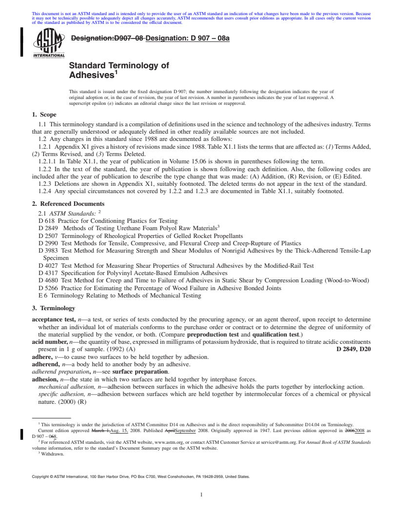 REDLINE ASTM D907-08a - Standard Terminology of Adhesives