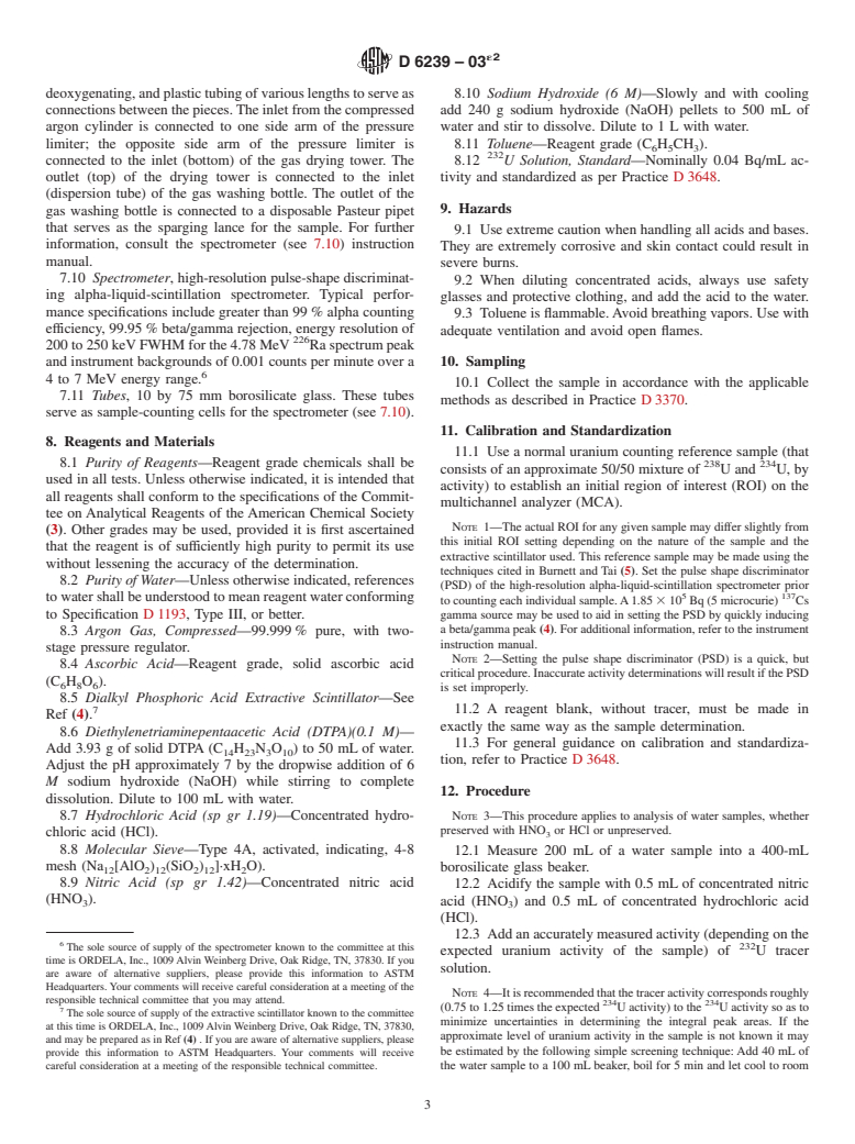 ASTM D6239-03e2 - Standard Test Method for Uranium in Drinking Water by High-Resolution Alpha-Liquid-Scintillation Spectrometry