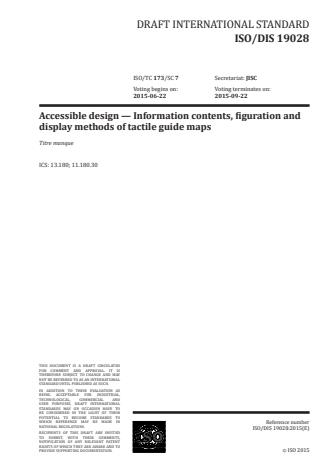 ISO 19028:2016 - Accessible design -- Information contents, figuration and display methods of tactile guide maps