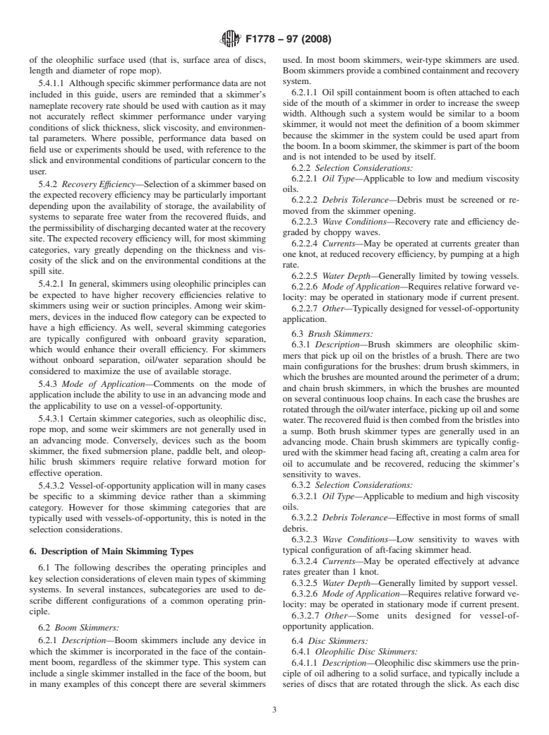 ASTM F1778-97(2008) - Standard Guide for  Selection of Skimmers for Oil-Spill Response