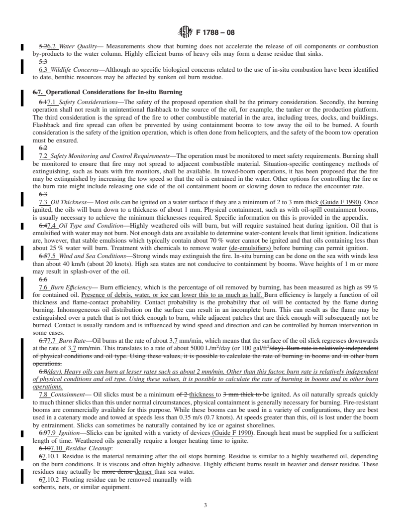 REDLINE ASTM F1788-08 - Standard Guide for  In-Situ Burning of Oil Spills on Water: Environmental and Operational Considerations