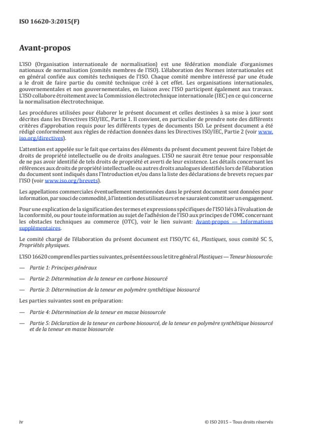 ISO 16620-3:2015 ISO 16620-3:2015 - Plastiques -- Teneur biosourcée - Page 4 preview