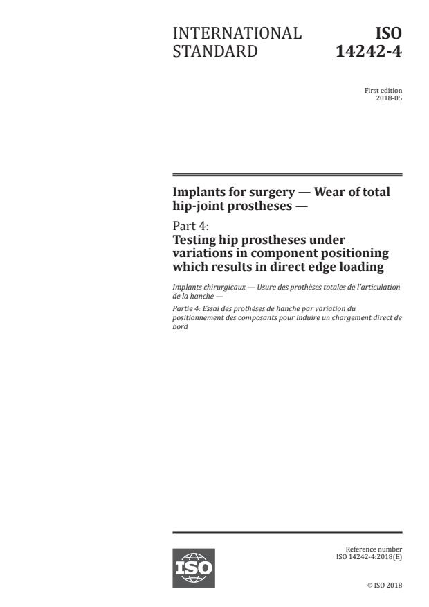 ISO 14242-4:2018 - Implants for surgery -- Wear of total hip-joint prostheses