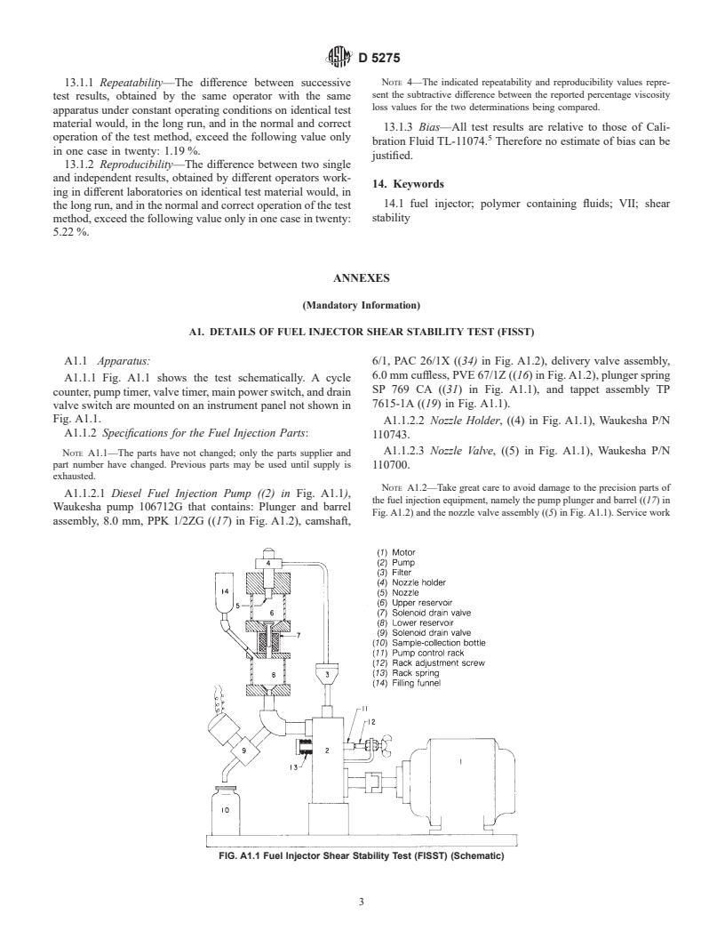 ASTM D5275-92(1998)e1 - Standard Test Method for Fuel Injector Shear Stability Test (FISST) for Polymer Containing Fluids