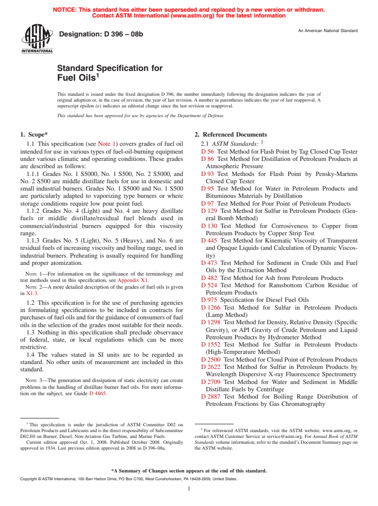 ASTM D396-08b - Standard Specification for Fuel Oils