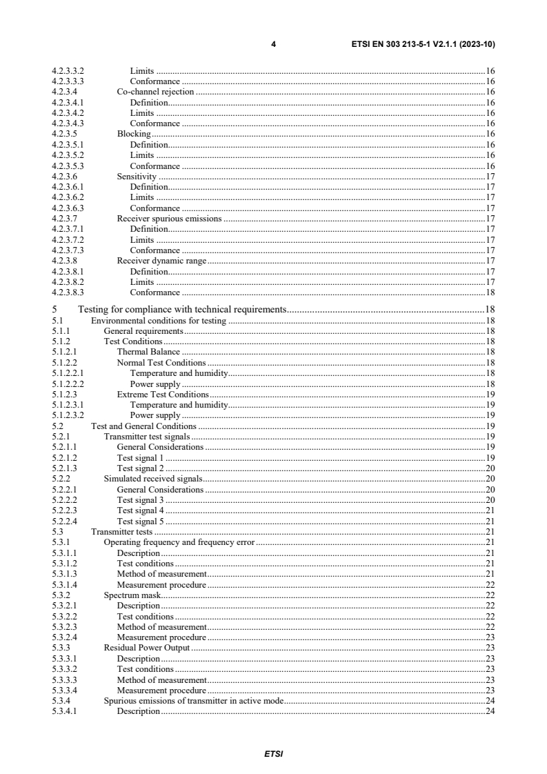 SIST EN 303 213-5-1 V2.1.1:2023 ETSI EN 303 213-5-1 V2.1.1 (2023-10) - Advanced Surface Movement Guidance and Control System (A-SMGCS); Part 5: Harmonised Standard for access to radio spectrum for Multilateration (MLAT) equipment; Sub-part 1: Receivers and Interrogators - Page 4 preview