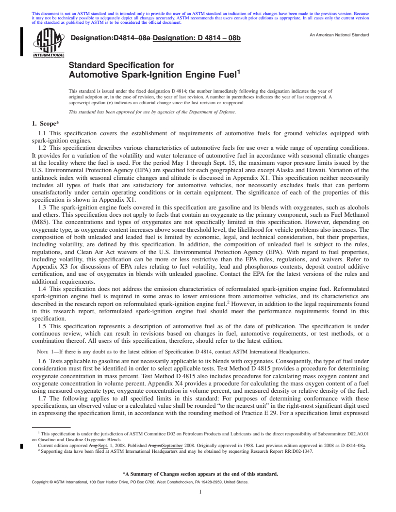 REDLINE ASTM D4814-08b - Standard Specification for Automotive Spark-Ignition Engine Fuel