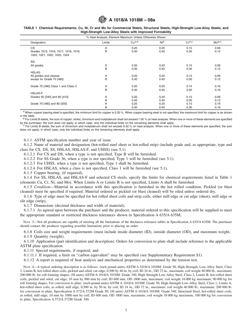 REDLINE ASTM A1018/A1018M-08a - Standard Specification for Steel, Sheet and Strip, Heavy-Thickness Coils, Hot-Rolled, Carbon, Commercial, Drawing, Structural, High-Strength Low-Alloy, High-Strength Low-Alloy with Improved Formability, and Ultra-High Strength