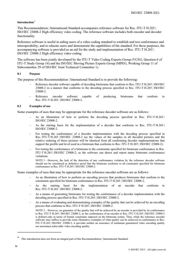 ISO/IEC 23008-5:2015 ISO/IEC 23008-5:2015 - Information technology -- High efficiency coding and media delivery in heterogeneous environments - Page 4 preview