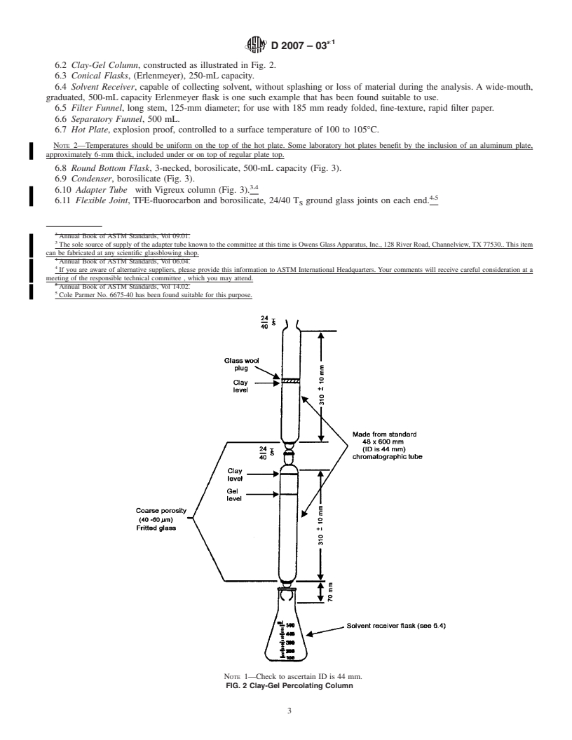 REDLINE ASTM D2007-03e1 - Standard Test Method for Characteristic Groups in Rubber Extender and Processing Oils and Other Petroleum-Derived Oils by the Clay-Gel Absorption Chromatographic Method