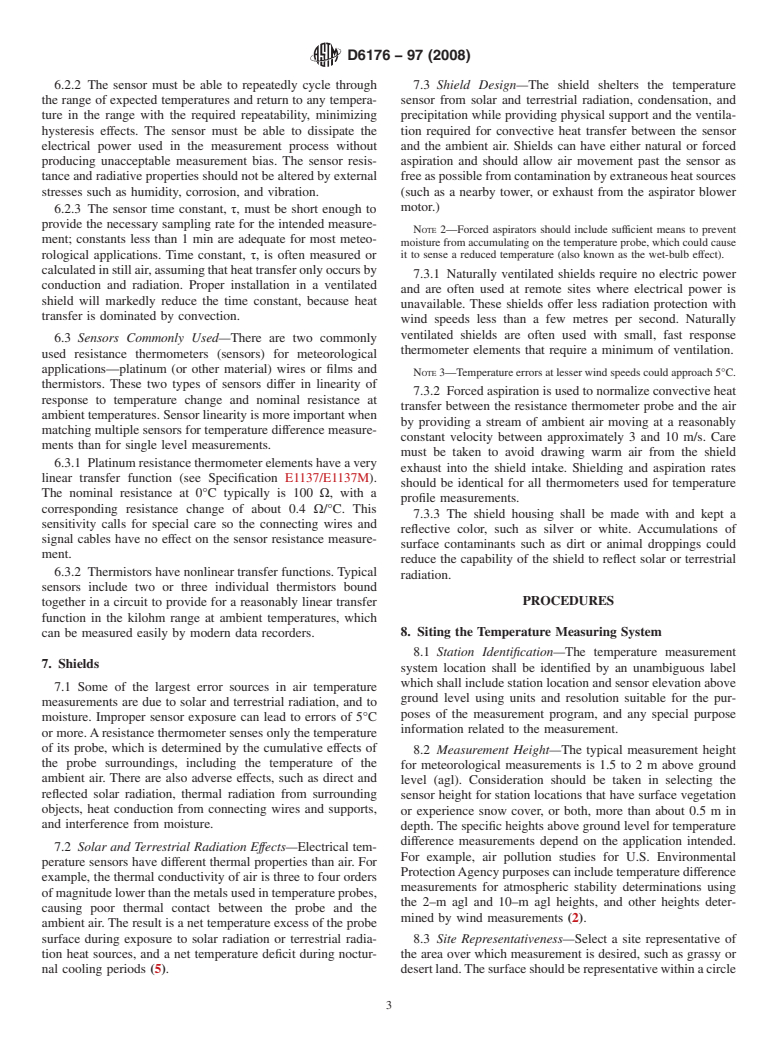 ASTM D6176-97(2008) - Standard Practice for Measuring Surface Atmospheric Temperature with Electrical Resistance Temperature Sensors