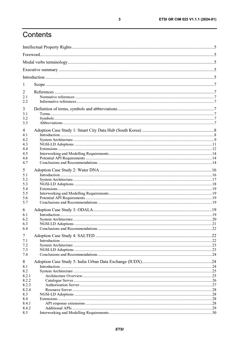 ETSI GR CIM 023 V1.1.1 (2024-01) - Context Information Management (CIM); NGSI-LD; Case Study of NGSI-LD Adoptions
