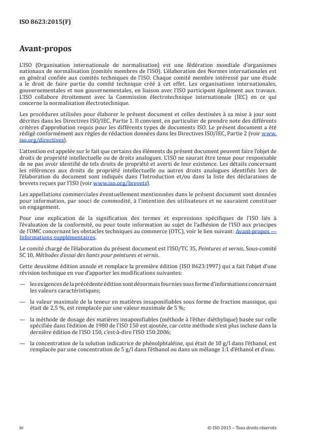 ISO 8623:2015 ISO 8623:2015 - Acides gras de tall-oil pour peintures et vernis -- Méthodes d'essai et valeurs caractéristiques - Page 4 preview