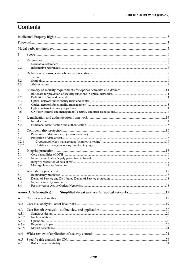 ETSI TS 103 924 V1.1.1 (2022-12) ETSI TS 103 924 V1.1.1 (2022-12) - Optical Network and Device Security Catalogue of requirements