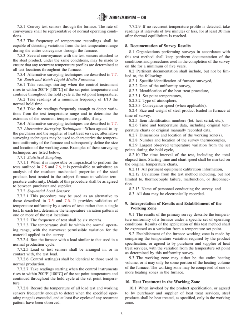 ASTM A991/A991M-08 - Standard Test Method for Conducting Temperature Uniformity Surveys of Furnaces Used to Heat Treat Steel Products