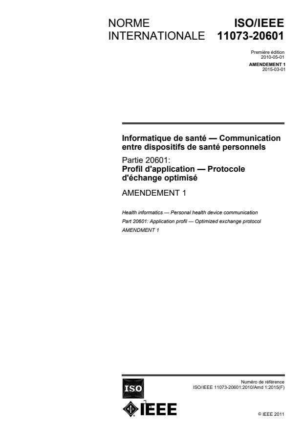 ISO/IEEE 11073-20601:2010/Amd 1:2015
