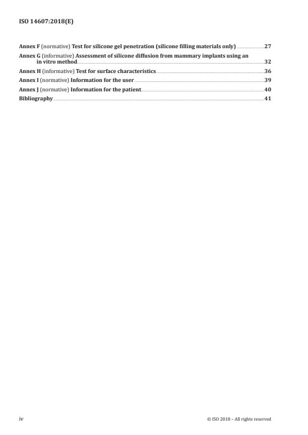 ISO 14607:2018 ISO 14607:2018 - Non-active surgical implants -- Mammary implants -- Particular requirements - Page 4 preview