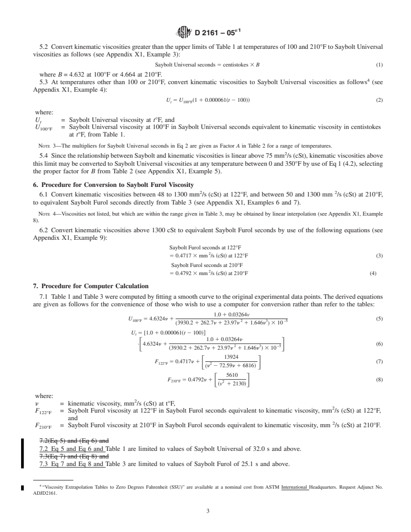 REDLINE ASTM D2161-05e1 - Standard Practice for Conversion of Kinematic Viscosity to Saybolt Universal Viscosity or to Saybolt Furol Viscosity