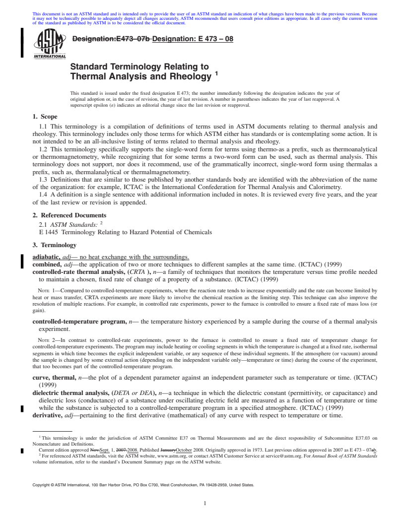 REDLINE ASTM E473-08 - Standard Terminology Relating to  Thermal Analysis and Rheology